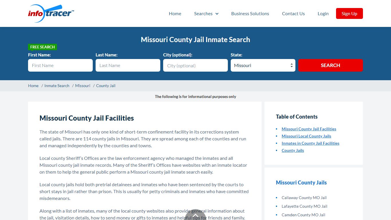 Missouri County Jails Inmate Records Search - InfoTracer