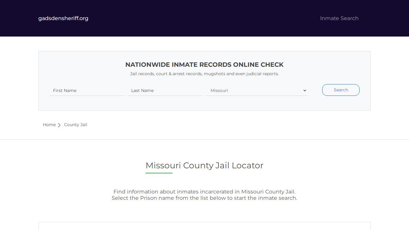 Missouri County Jail Inmate Search | Free Inmate Lookup - Gadsden County