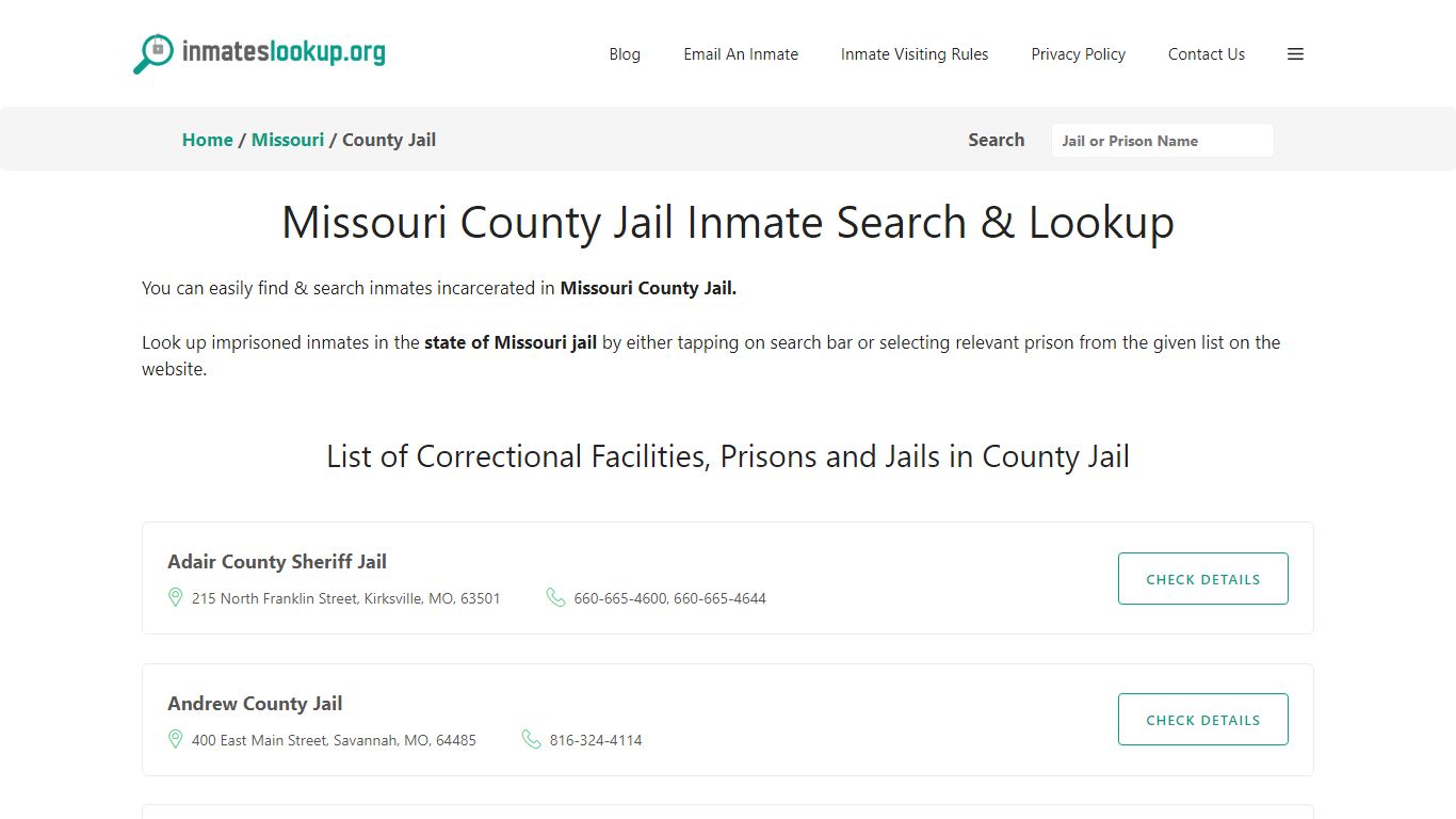 Missouri County Jail Inmate Search & Lookup